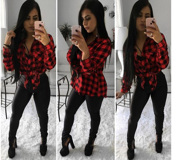 Camisa Xadrez Feminina Linda Promoção Tendência Tam. P M E
