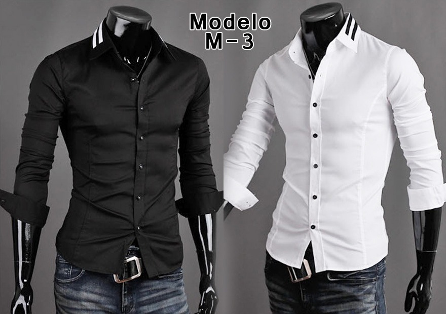 Nuevo 2016 Marca Hombres Camiseta Slim Fit Camisas