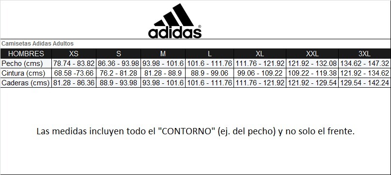 medidas camisetas adidas