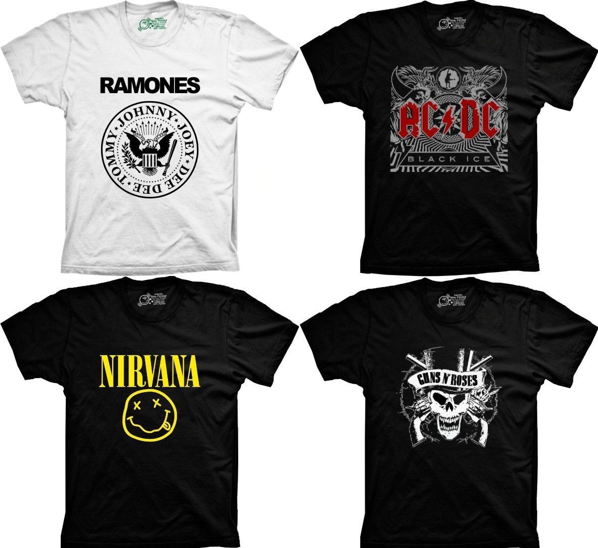 Camiseta Banda De Rock Ramones Nirvana Ac/dc Guns N Roses - R$ 59,89 em Mercado Livre