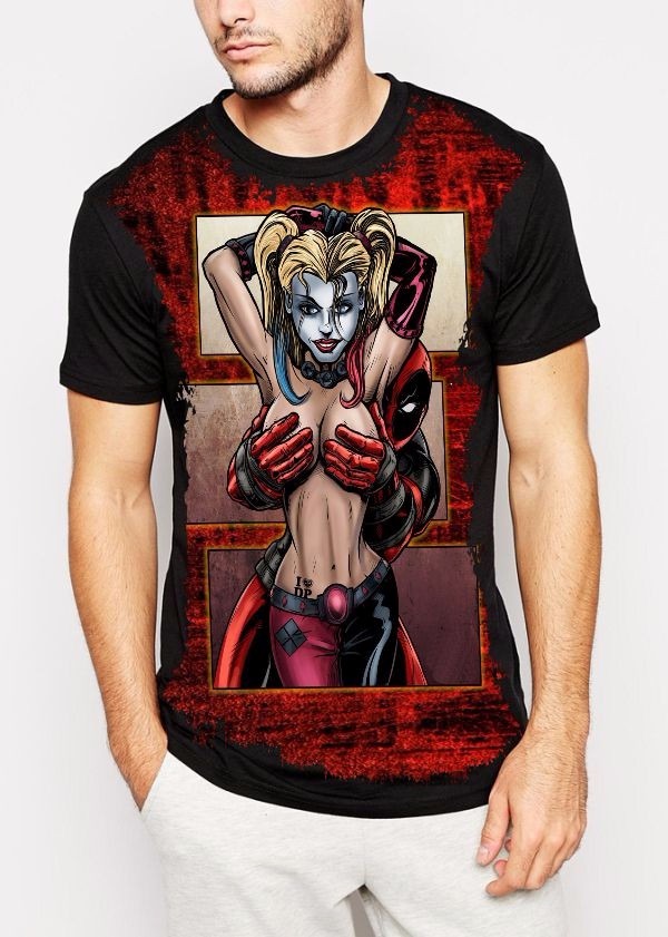 Camiseta Deadpool Estampada Frente Arlequina Dead Pool Filme