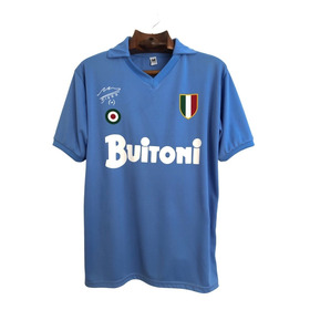 Camiseta Napoli Buitoni Con Escudos 1987 - 1988 Retro