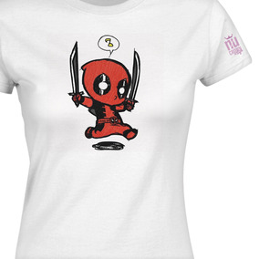 Deadpool Camiseta Mujer Chibi Marvel Gris