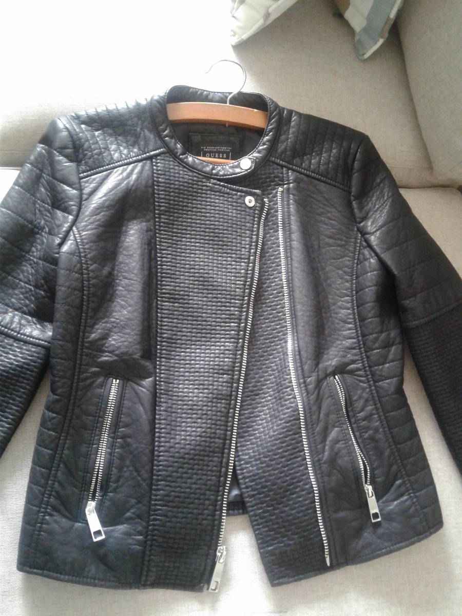 Campera De Cuero Guess Original Jazmin Saint Moto Jacket