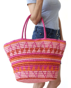 Rio De Lona Rayada Yute Tote Bag ~ Azul Manijas