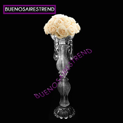 Candelabro de vidrio antiguo con caireles y porta velas 2.290 ...