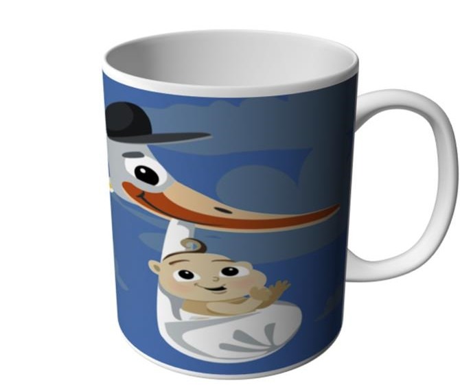 caneca cegonha voando com bebê porcelana n7439 r 30 00 em mercado
