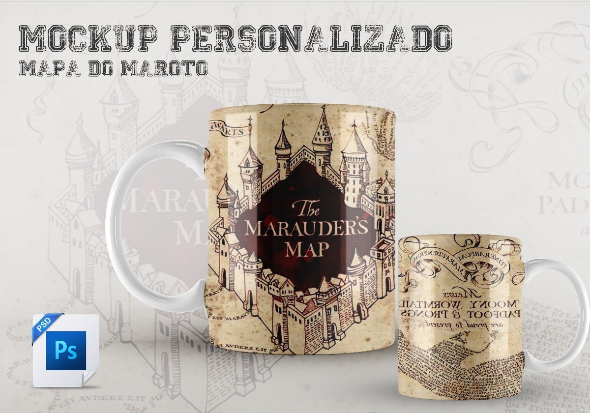 Download Caneca Harry Potter Mapa Do Maroto - Arte Mockup Psd - R$ 19,99 em Mercado Livre
