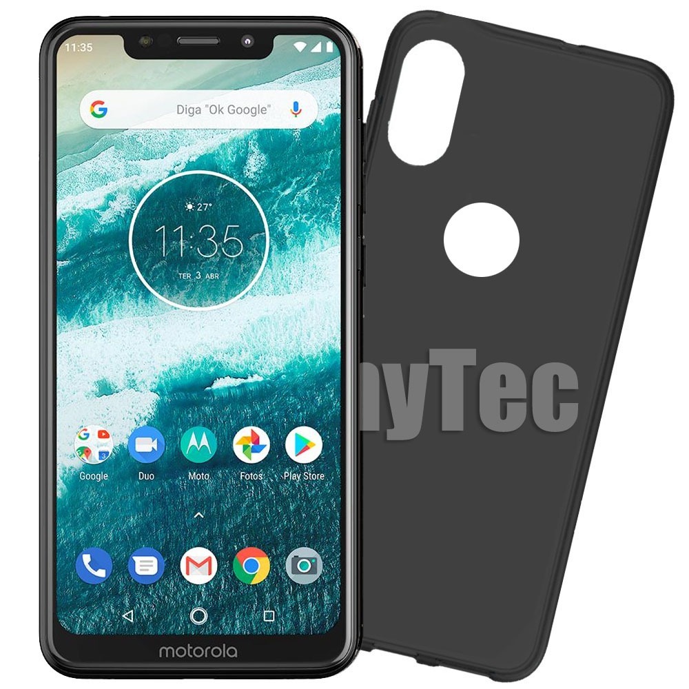 Capa Preta + Película De Gel Motorola One Xt1941 Tela 5.99 