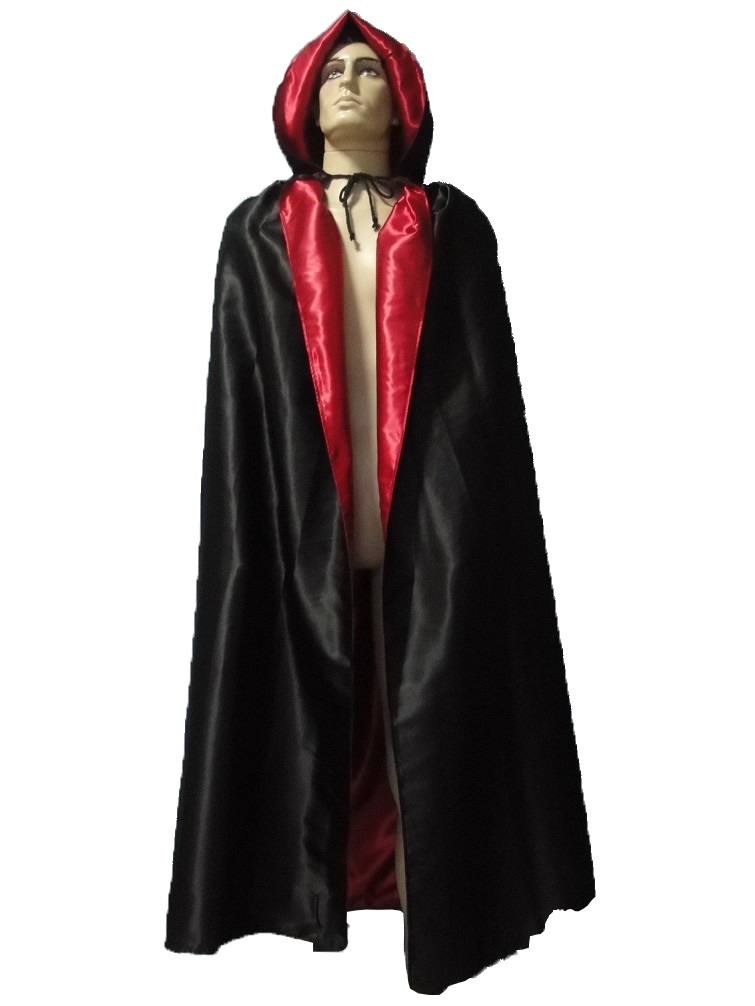 capa preta vermelho cetim com capuz exu pombagira promoção r 64