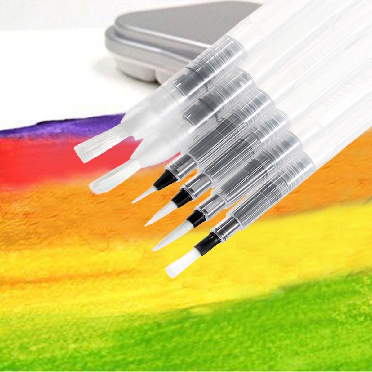 6X Recargable Color de agua suave Cepillo de Pintura Marcador Acuarela Dibujo Bolígrafo LS