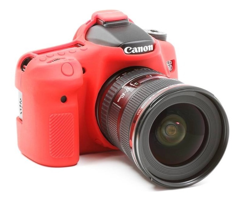 Cámara Funda de silicona para EOS 70D /& LCD Protector de Pantalla Rojo