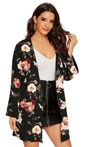 Cardigan Con Estampado Floral De Parte Delantera Abierta