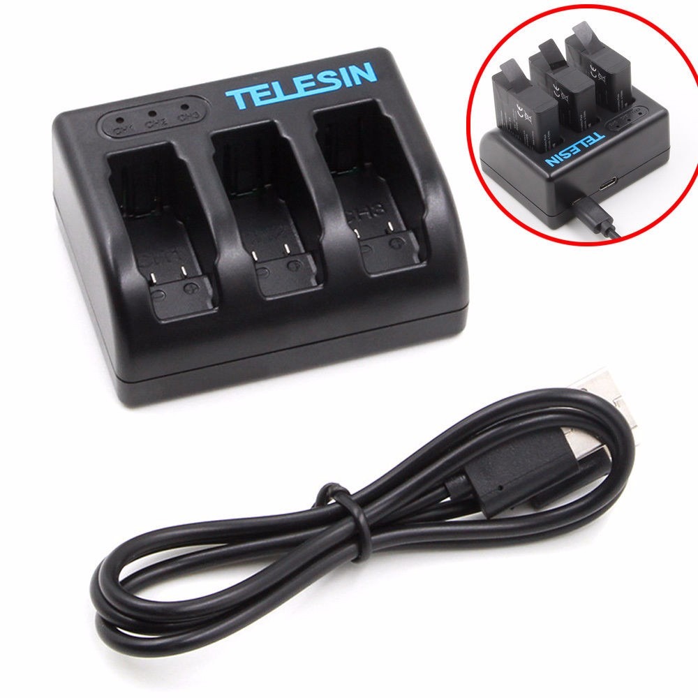 Usb Triple 3 Batería Cargador 5v 2a Carga Banco Para Gopro Hd Hero 3 3 Black