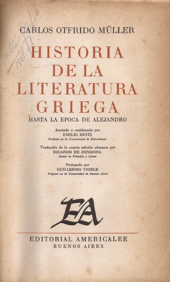 Carlos O. Müller. Historia De La Literatura Griega.(1946) - $ 600,00 ... Carlos O. Müller. Historia De La Literatura Griega.(1946) - $ 600,00 ...