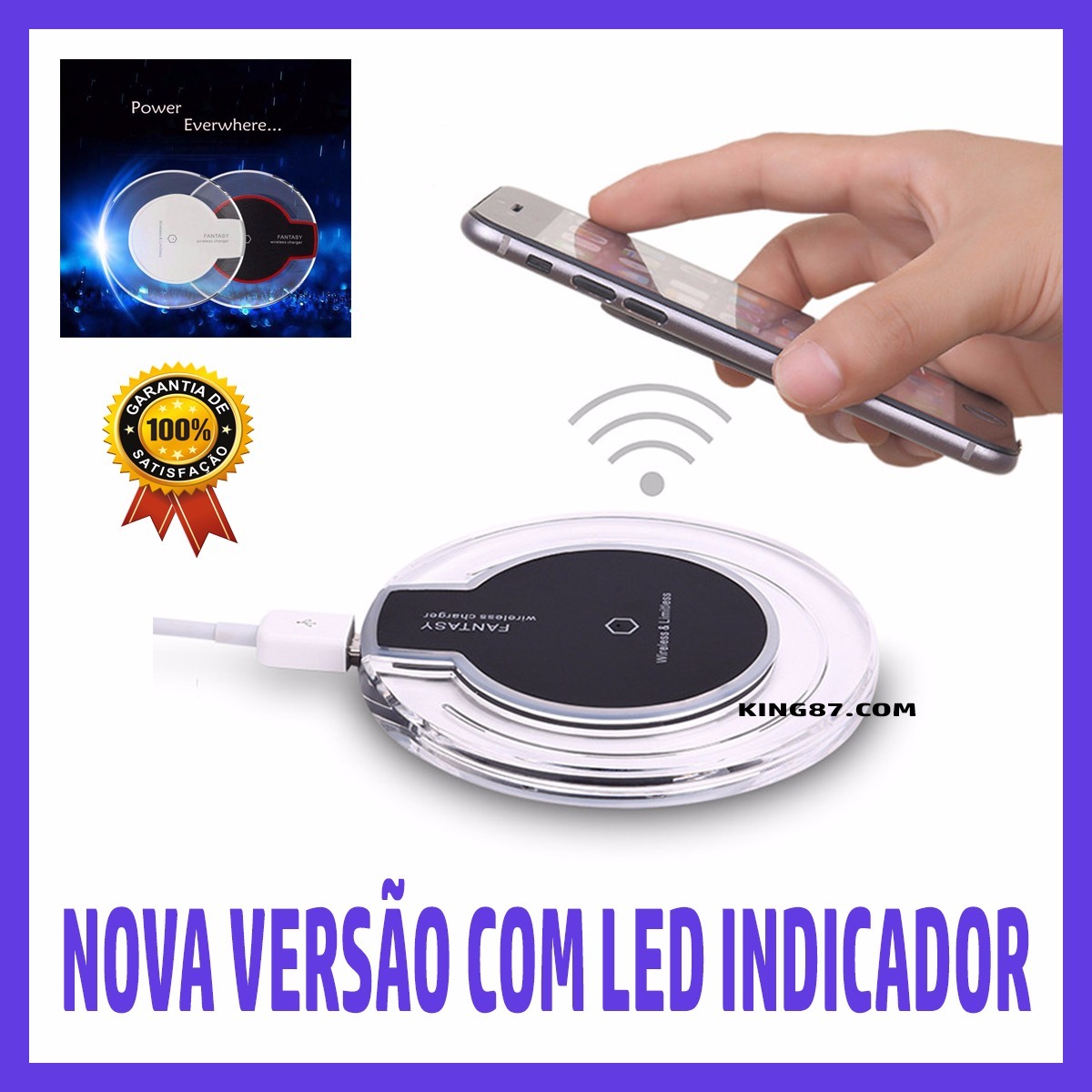 Carregador Sem Fio Wireless P/ Iphone 8 / 8 Plus / Iphone 