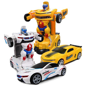Carrinho Camaro Transformers Vira Robô Luz Som Bate Volta F