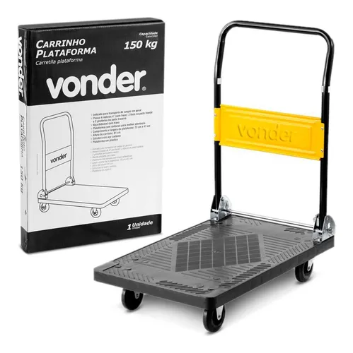 Carrinho Plataforma Transporte Carga 150kg Dobrável Vonder