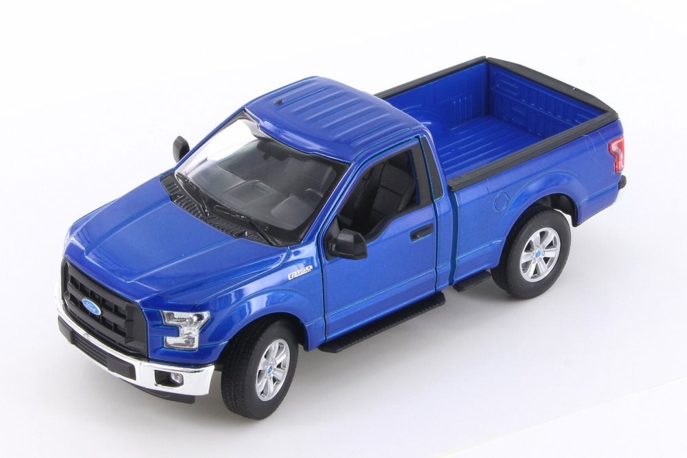 Coche a escala Ford F-150 Welly 1:24 azul metálico 2015 Modelo a escala