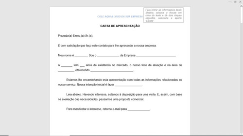 Carta De Apresentação Comercial A Clientes E Fornecedores 