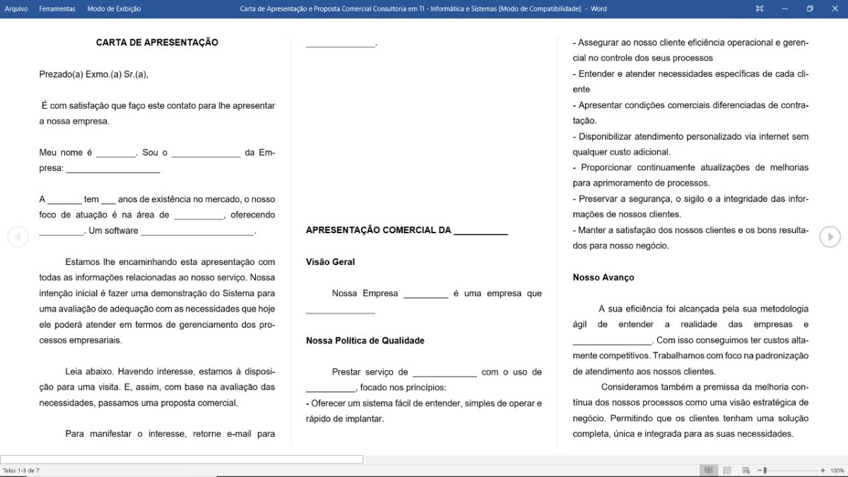 Carta De Apresentação E Proposta Comercial Consultoria Em 