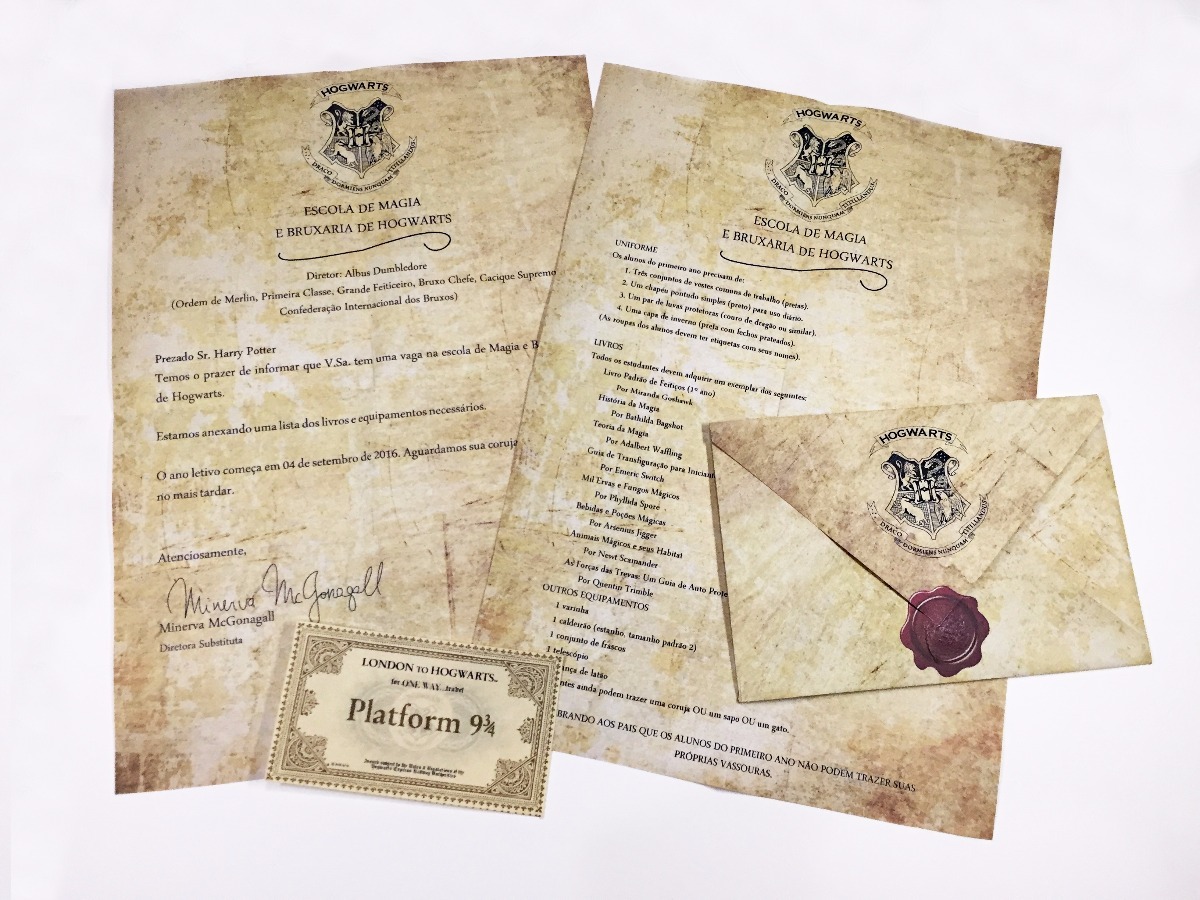Carta De Hogwarts Harry Potter - R$ 59,00 em Mercado Livre