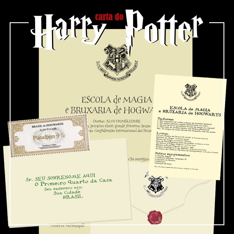 Carta De Hogwarts Personalizada Harry Potter - Frete 