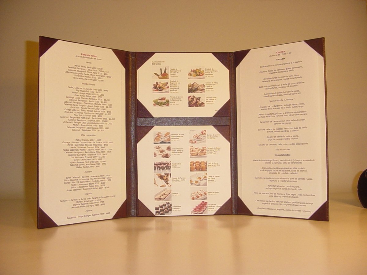 carta de menu para restaurante modelo triptico iset design 550 modelo menu