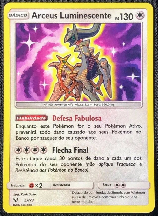 Carta Pokémon Arceus Luminescente / Shiny 57/73 - R$ 120 