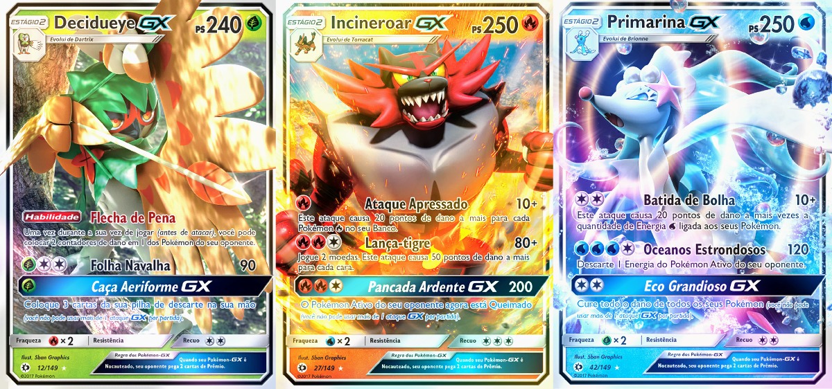 Carta Pokémon Decidueye Gx Incineroar Gx Primarina Gx - R 
