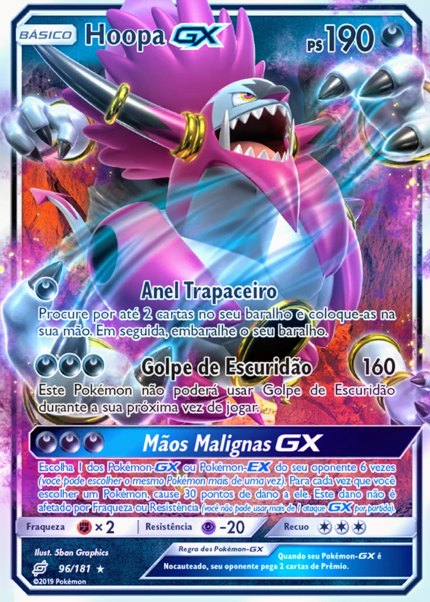 Carta Pokémon Lendário Hoopa Gx 96/181 União De Aliados 