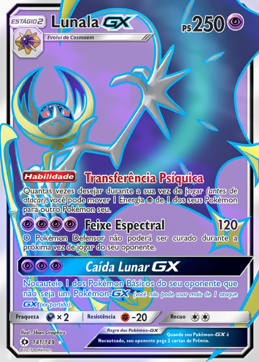 Carta Pokémon Lendário Solgaleo Gx E Lunala Gx Sol E Lua 