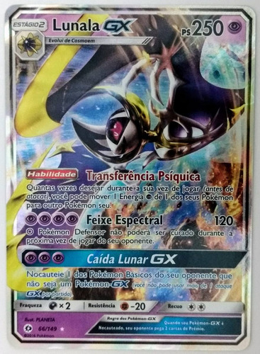 Carta Pokémon Lunala Gx (lendário) 66/149 Sm1 Português 