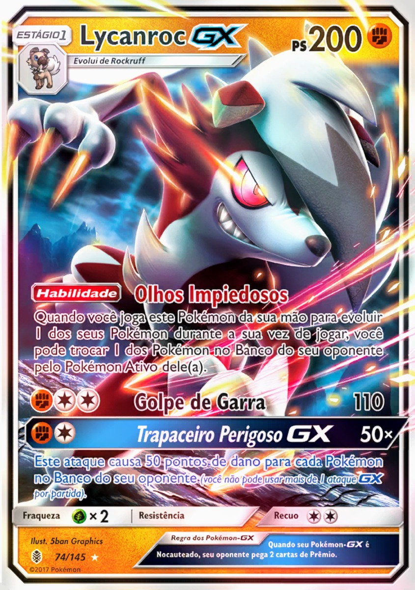 Carta Pokémon Lycanroc Gx 74/145 Guardiões Ascendentes - R 