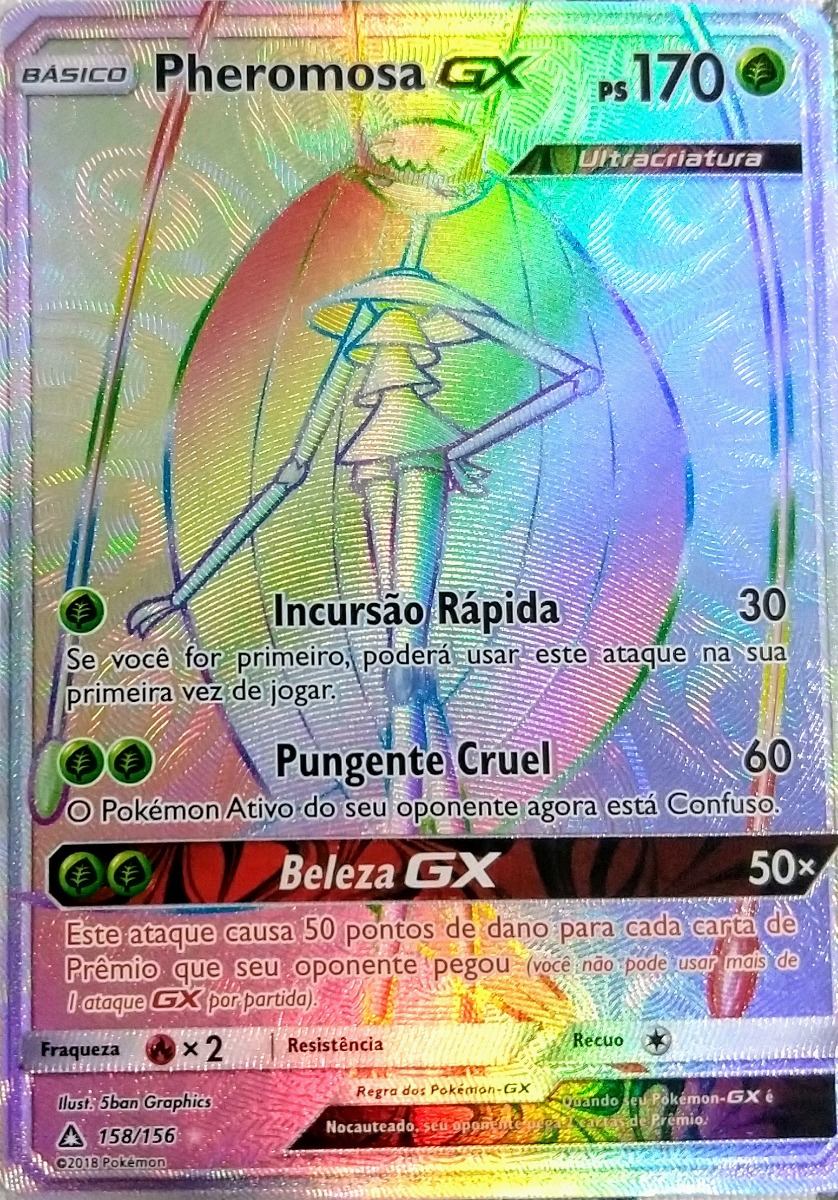 Carta Pokémon Pheromosa Gx Rainbow 158/156 Sol E Lua - R 
