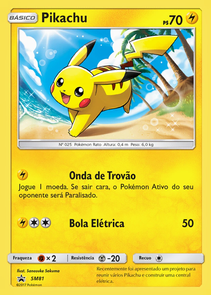 Carta Pokémon Pikachu Sol E Lua Promo 81 - R$ 17,90 em 