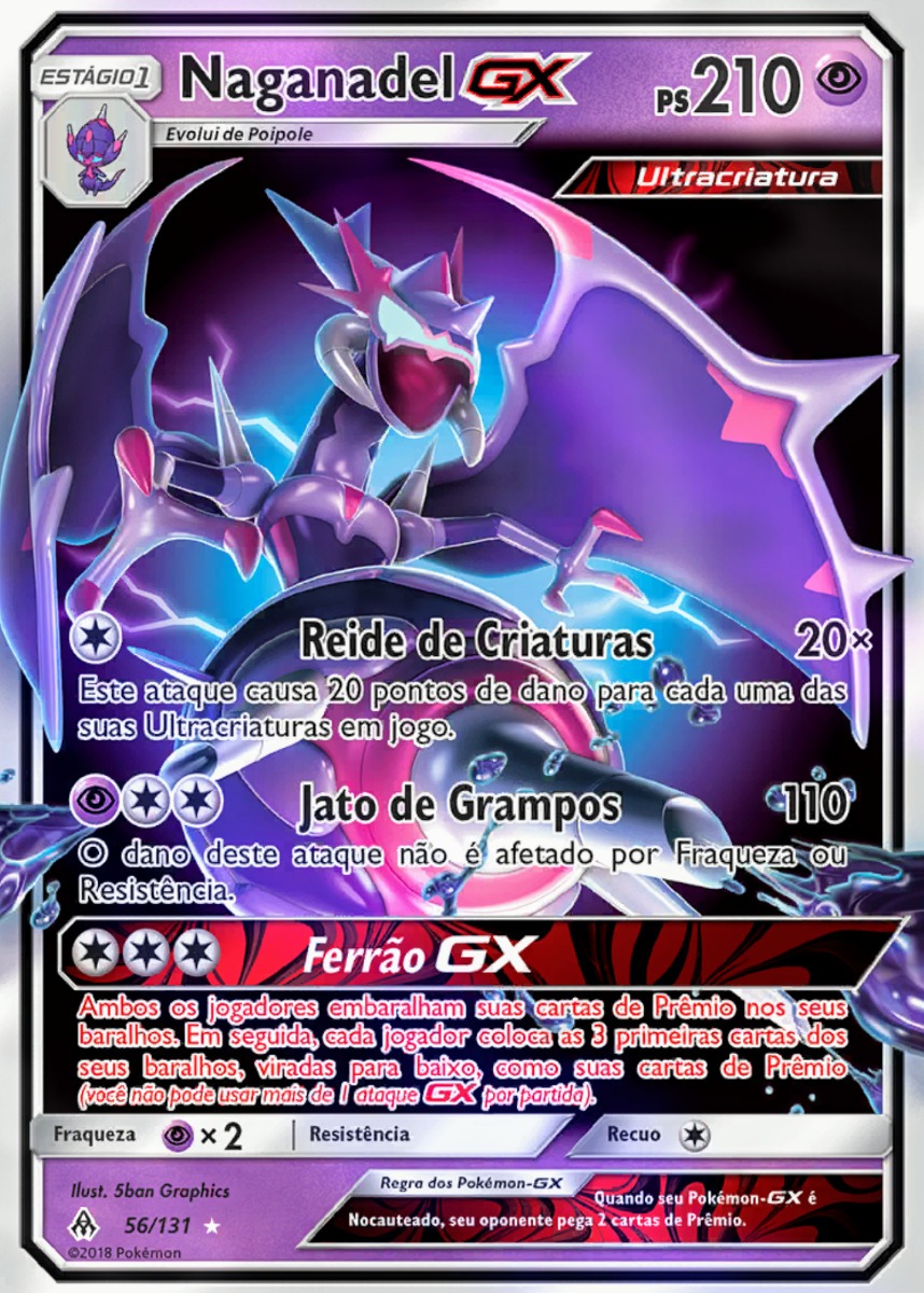 Carta Pokémon Poipole E Naganadel Gx 56/131 Luz Proibida 