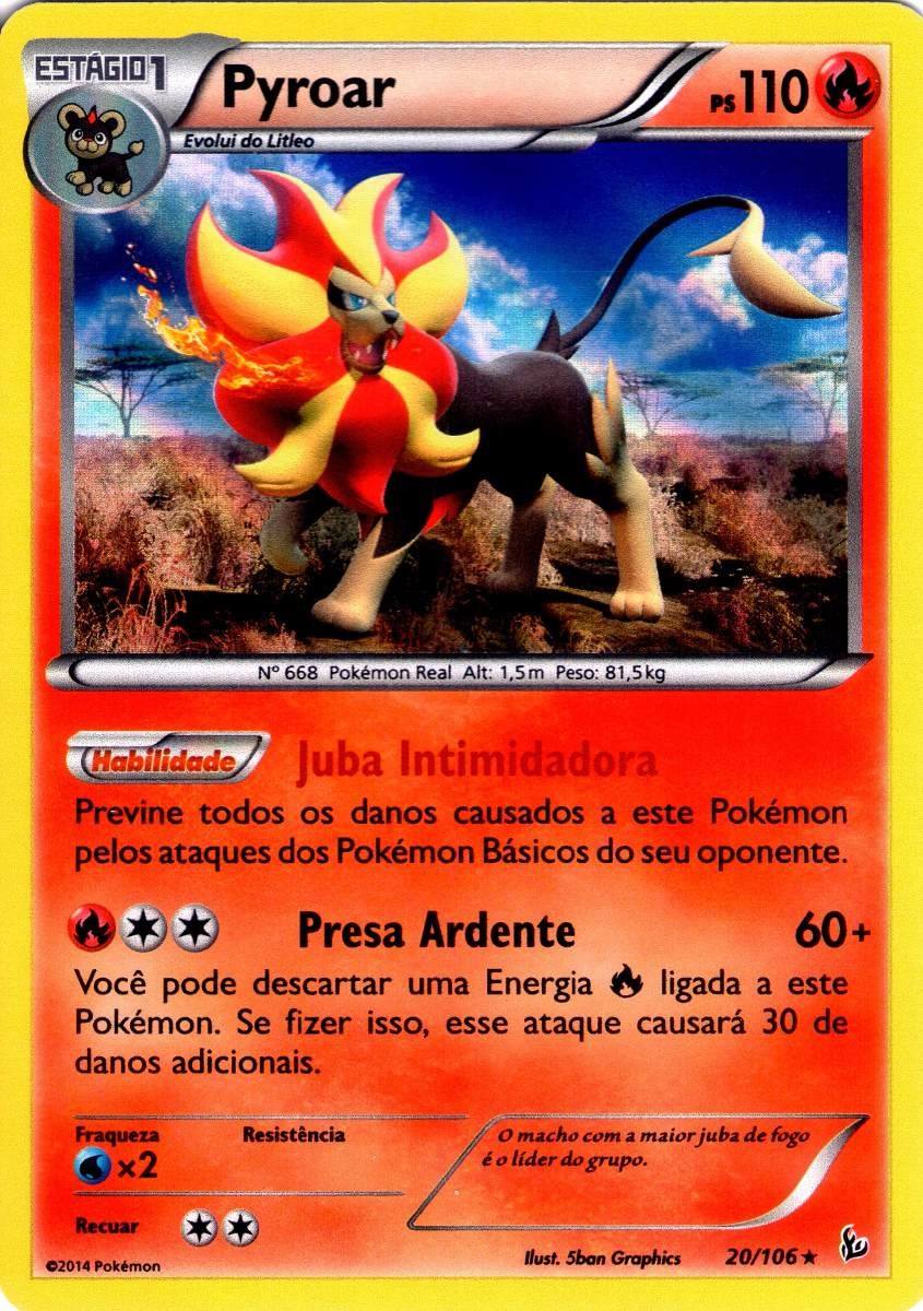 Carta Pokemon - Pyroar 20/106 + Pré Evolução - Flash De 