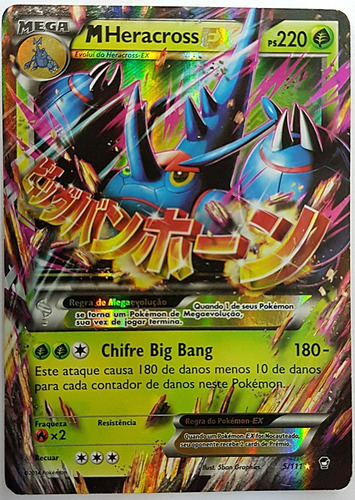 Carta Pokémon Rara - Mega Heracross Ex - 5/111 Português Carta Pokémon Rara - Mega Heracross Ex - 5/111 Português