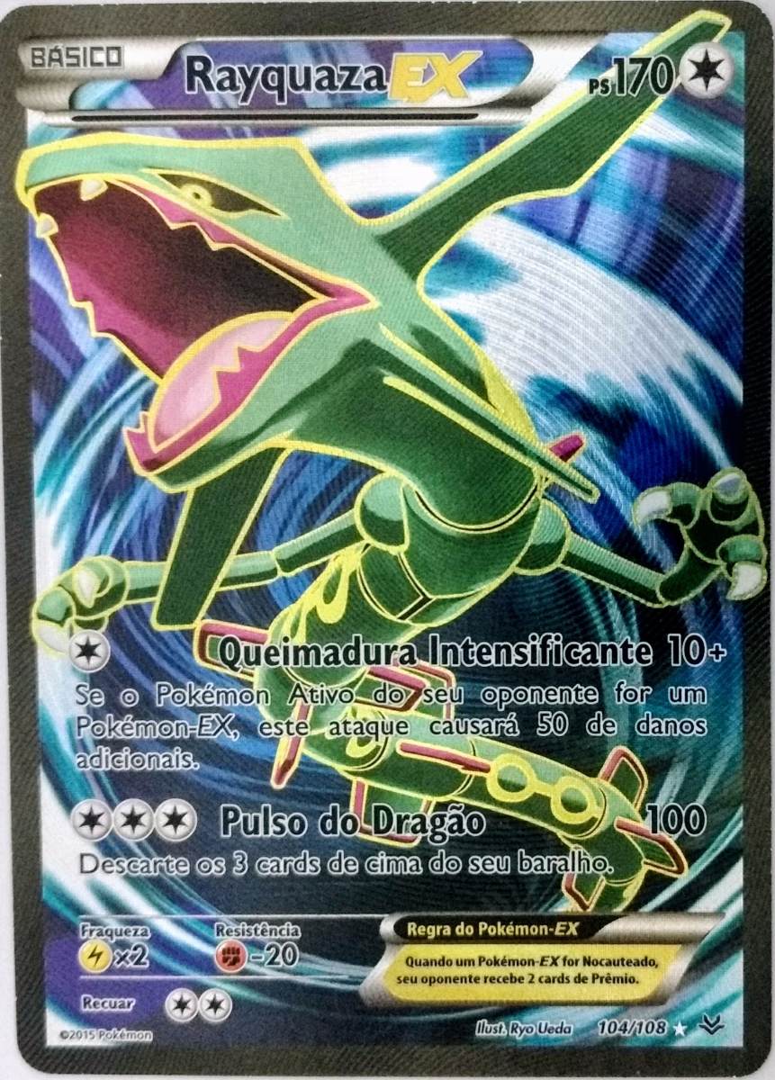 Carta Pokémon Rayquaza Ex ( Lendário ) 104/108 Xy6 Carta Pokémon Rayquaza Ex ( Lendário ) 104/108 Xy6