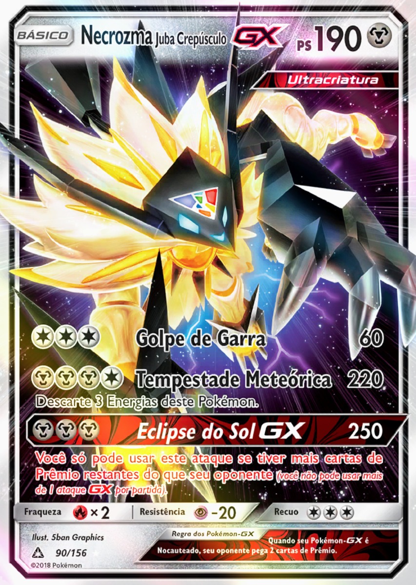 Carta Pokémon Solgaleo Gx E Necrozma Juba Crepúsculo Gx 