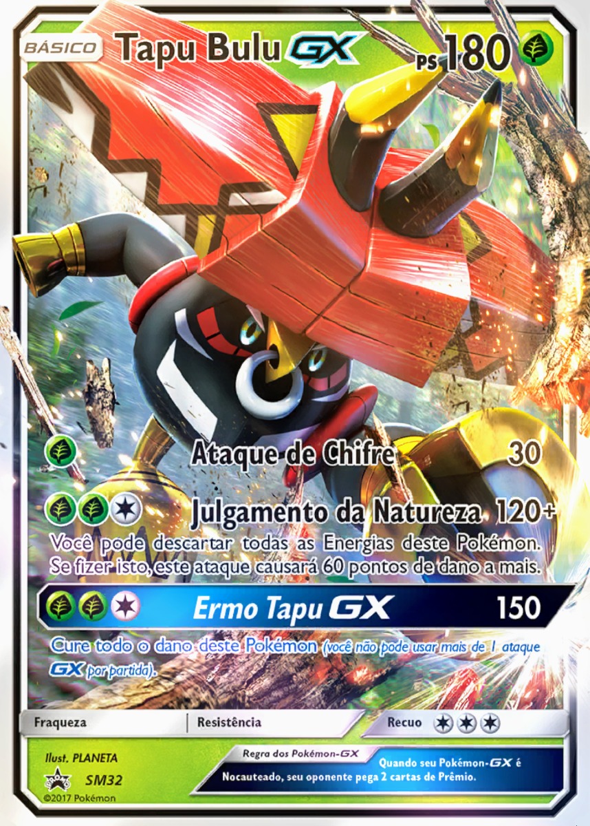 Carta Pokémon Tapu Bulu Gx Sm Promo 32 Sol E Lua - R$ 44 