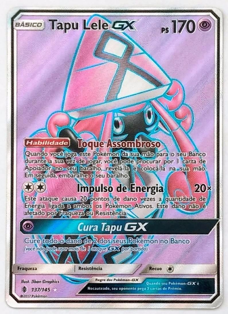 Carta Pokémon Tapu Lele Gx Full Art 137/145 Português - R 