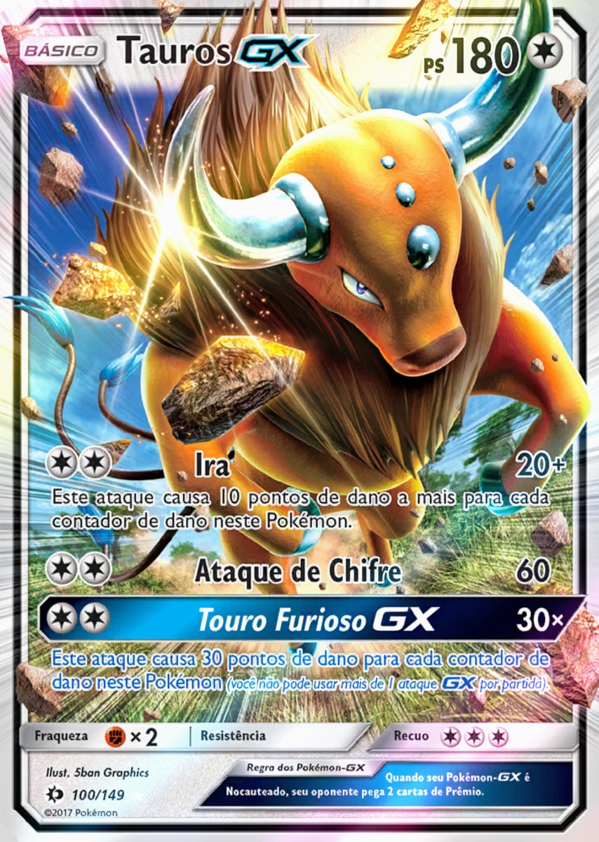 Carta Pokémon Tauros Gx 100/149 Sol E Lua - R$ 29,90 em 