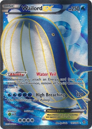 Carta Pokémon Wailord Ex Full Art 147/160 - Português - R 