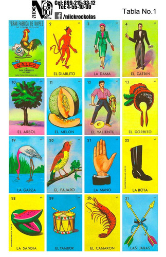 Cartas De Loteria Tradicionales - Para Imprimir - $ 100.00 