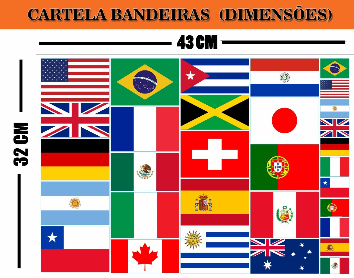 Cartela Adesivos Bandeira Países Exclusivo - Frete Gratis Cartela Adesivos Bandeira Países Exclusivo - Frete Gratis