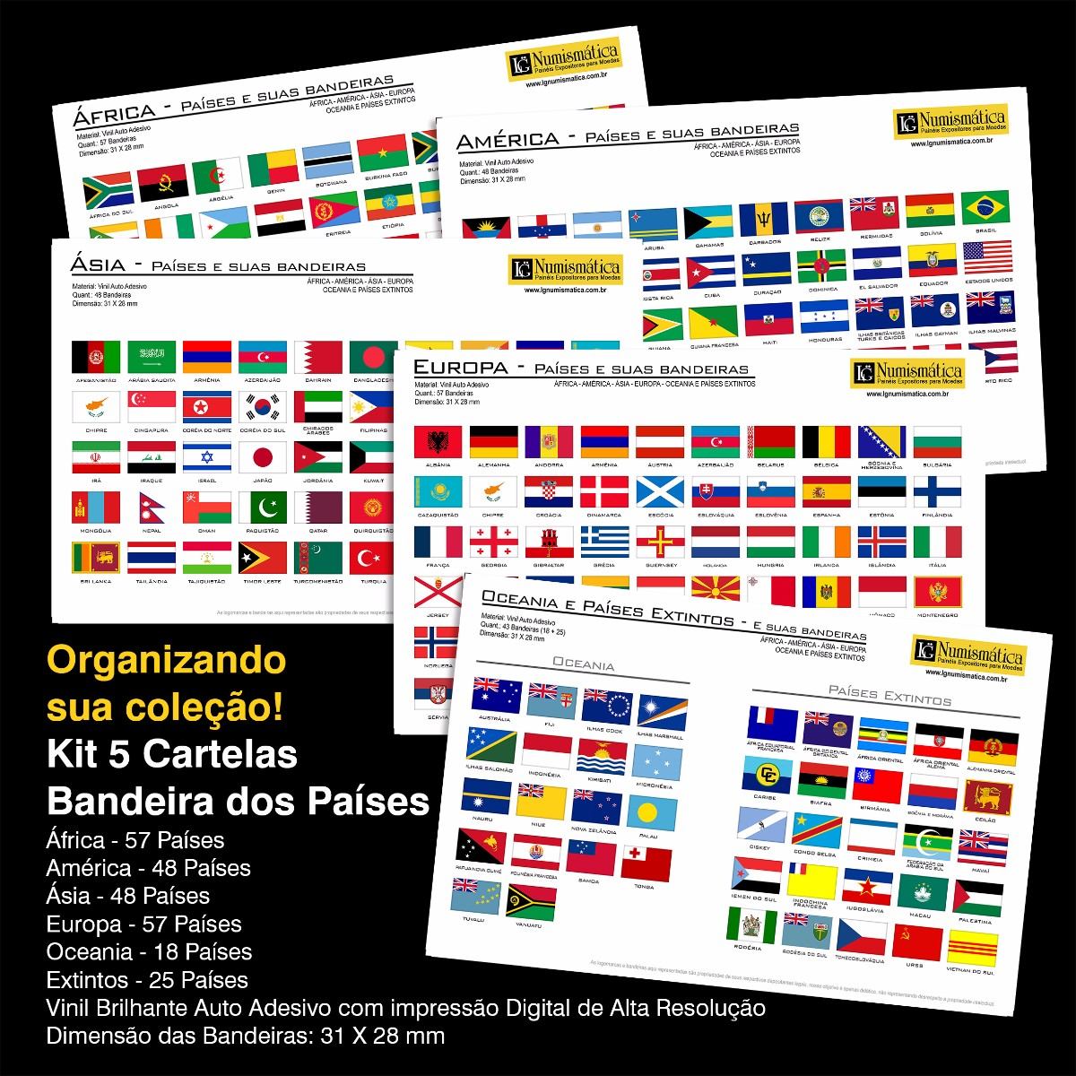 Cartelas Adesivas Com 289 Bandeiras Todos Os Países R 42300 Em