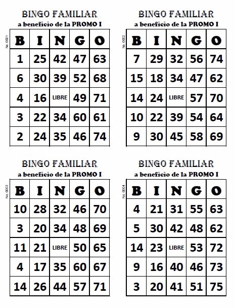 Cartones De Bingo En Pdf Para Imprimir Bs 20000 En Mercado Libre