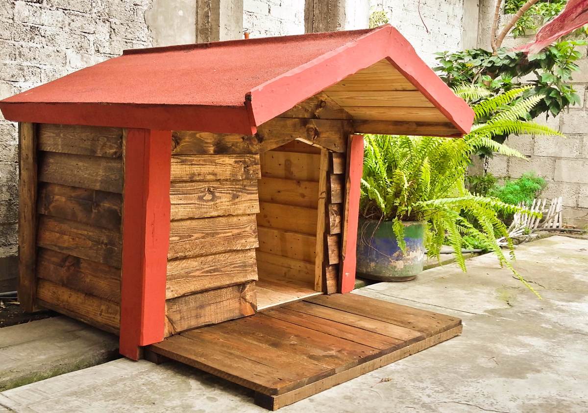 Casa De Madera Para Perro Con Terraza. Impermeabilizada ...